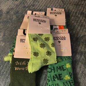 Green Clover Men's Women’s St Patrick Socks  Socks Bundle Size 6-12